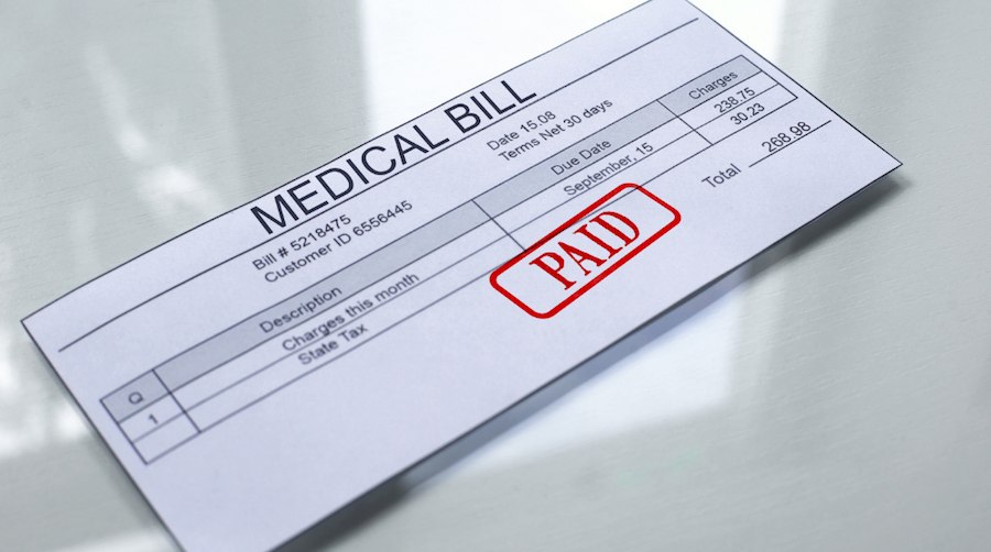 medical bill that has been labeled paid